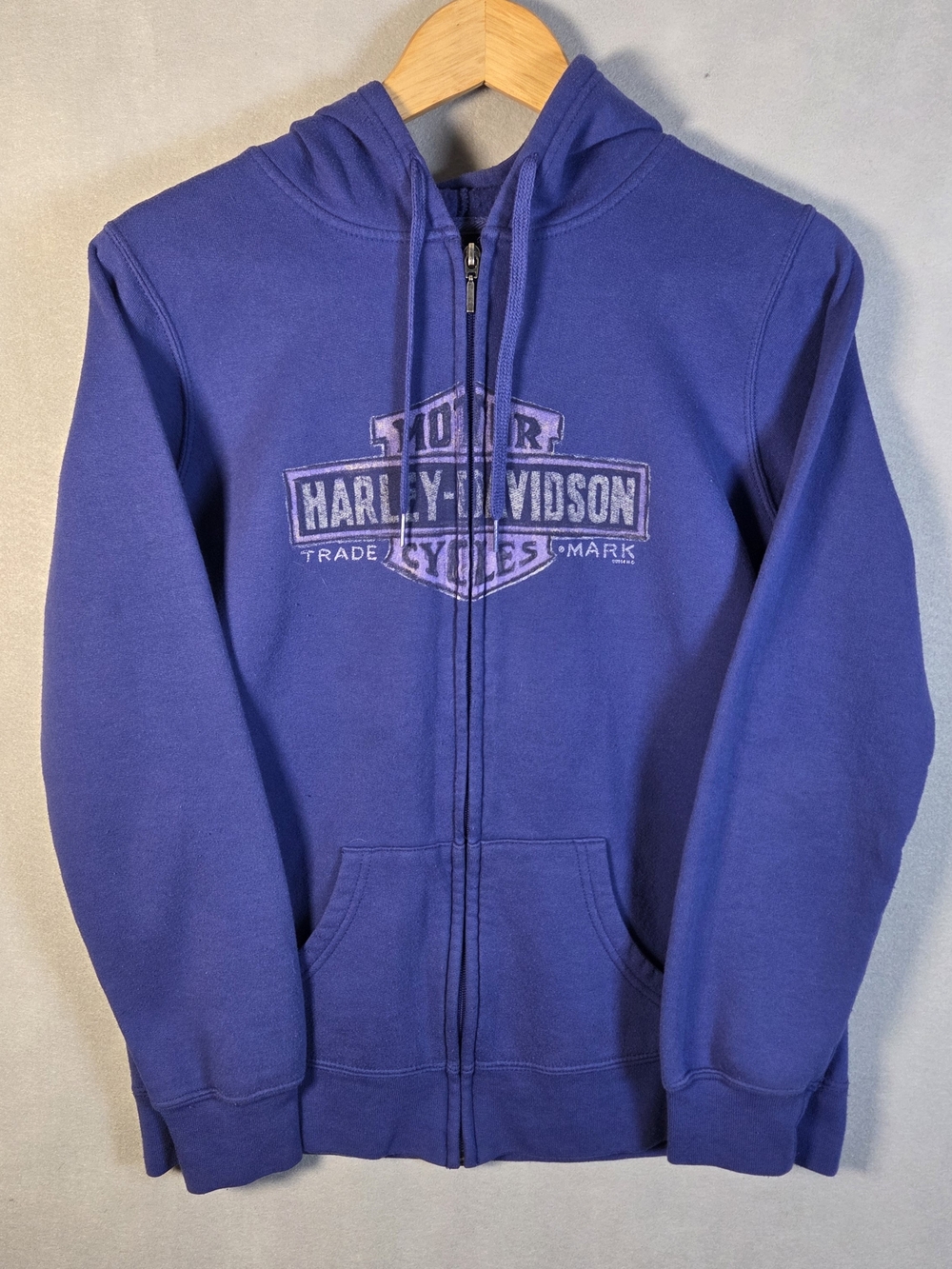 Harley-Davidson full-zip hooded sweatshirt featuring a distressed graphic (P664)
